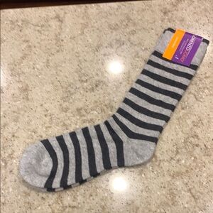 NWT Lorenzo Uomo CASHMERE BLEND STRIPE BOOT SOCK IN Charcoal Size 10-13